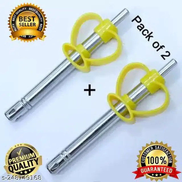 Stainless Steel Gas Lighters (Silver & Yellow, Pack of 2)