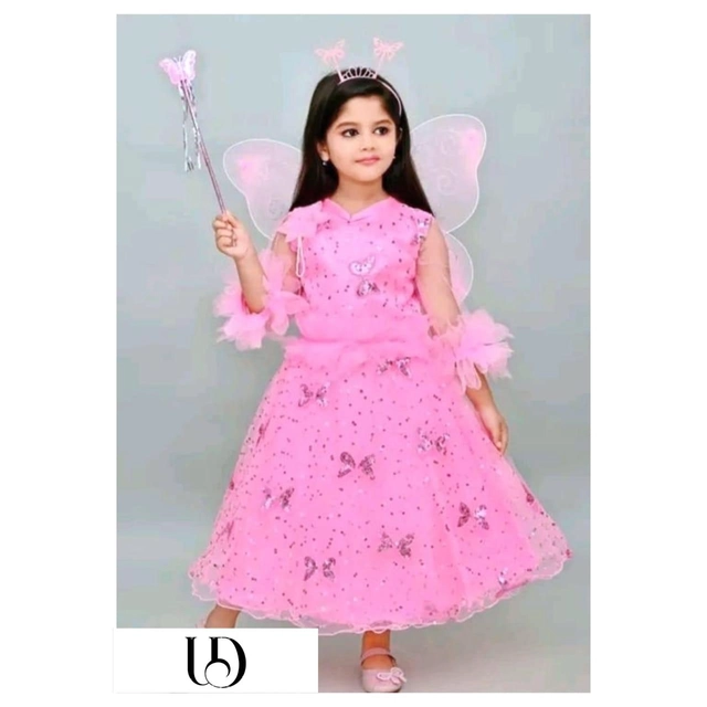 Cotton Blend Solid Frock for Girls (0-1 Years, Pink)