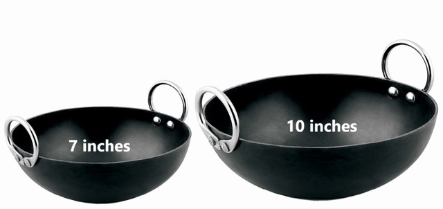 Iron Non Coated Kadhai (Black, 0.75 L & 2 L) (Set of 2)