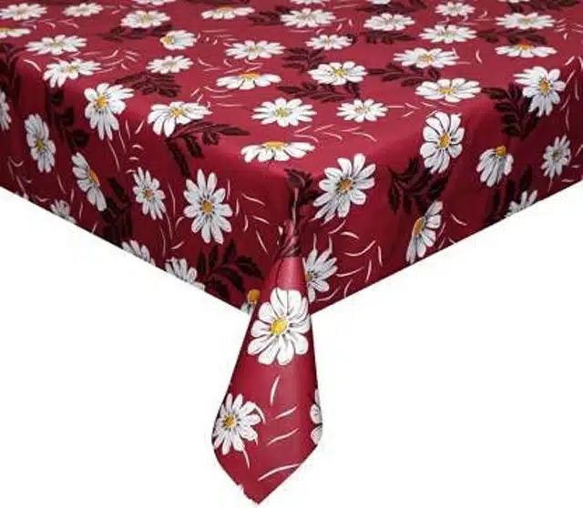 PVC 2 Seater Table Cover (Maroon & White, 40x54 inches)