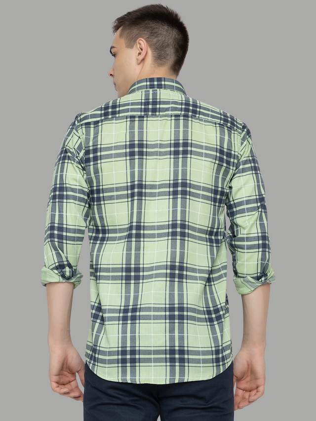 Full Sleeves Checkered Shirt for Men (Mint Green, M)