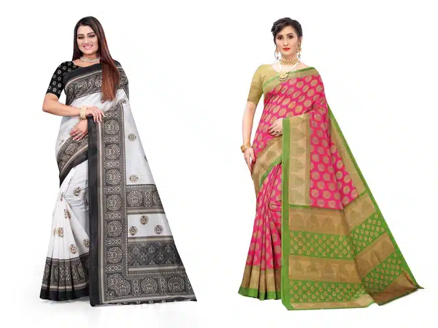 Women's Printed Sarees (Pack Of 2) (Multicolor) (V23)