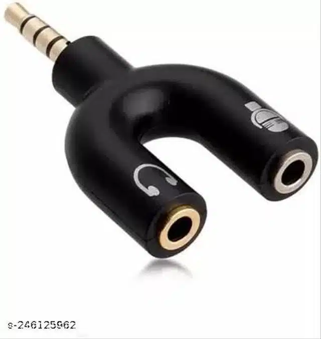 Headphone Adapter with Mic Converter Y-Splitter (Black)