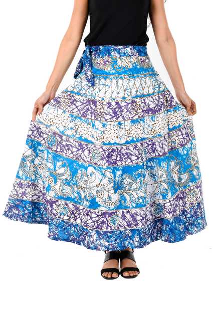 Rangun Casual Cotton  Women Printed Skirt (Sky Blue) (MT-140)