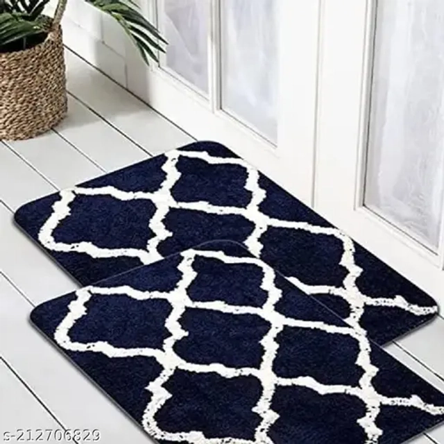 Microfiber Door Mats (Blue, 40x60 cm) (Pack of 2)