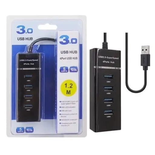 USB 4 Port 3.0 Hub (Black)