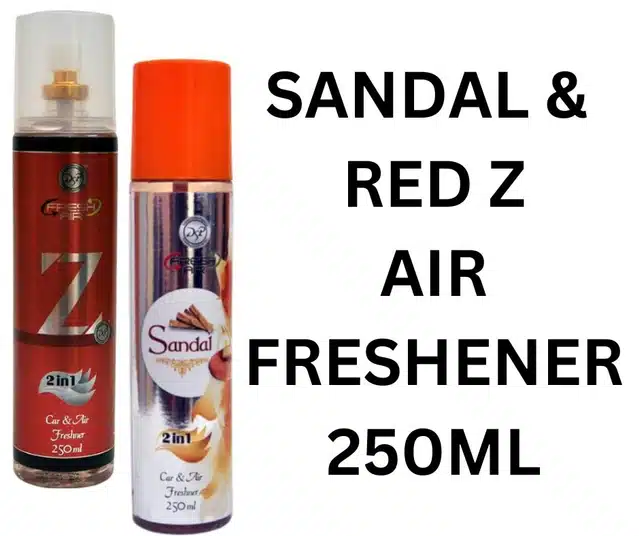DSP Sandal with Z Red 2 in 1 Car & Air Freshener (Pack of 2, 250 ml)