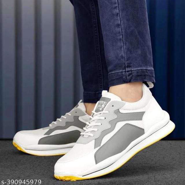 Casual Shoes for Men (White & Grey, 6)