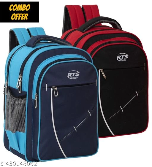 Polyester Backpack for Kids (Multicolor, Pack of 2)