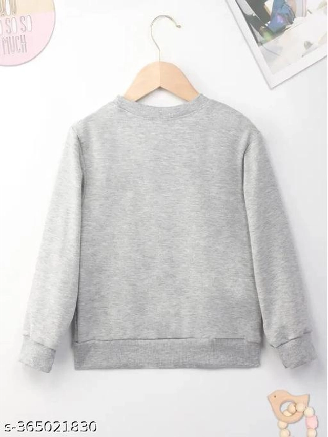 Cotton Blend Sweatshirt for Girls (Grey, 2-3 Years)