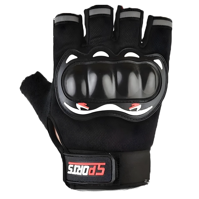 Polyester Half Finger Riding Gloves for Men (Black, Set of 1)