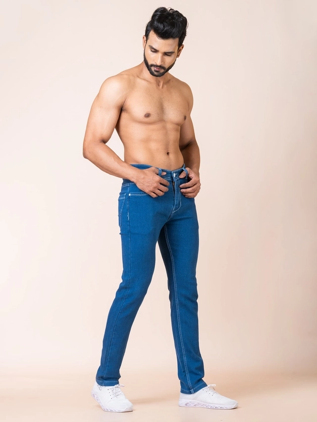 Denim Solid Jeans for Men (Blue, 28)