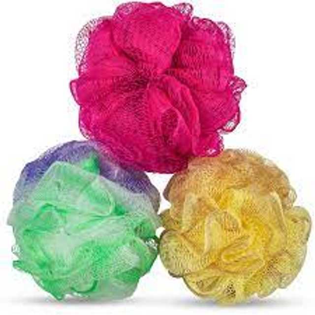 Pinak Nylon Round Scrub Bath Sponge Loofah For Men And Women (Pack Of 3, Multicolor) (PS-22)