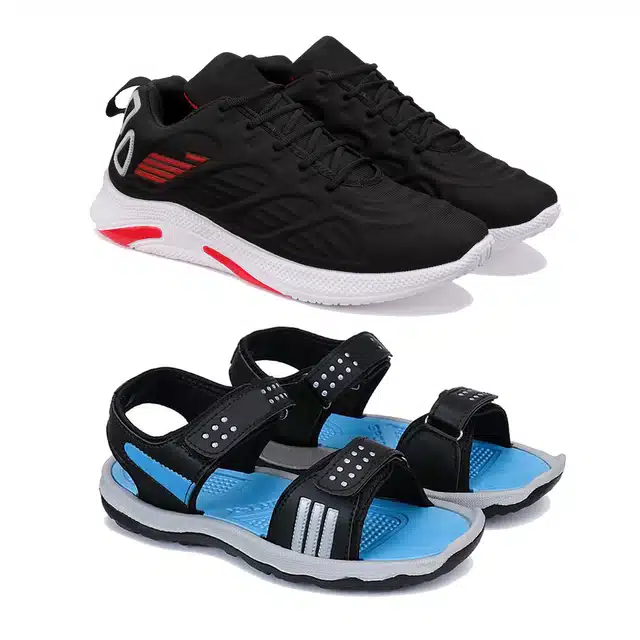 Combo of Sports Shoes and Sandals for Men (Pack of 2) (Multicolor, 9)