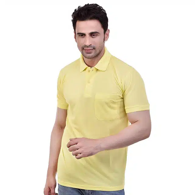 Half Sleeves Polo T-Shirt for Men (Yellow, XL)