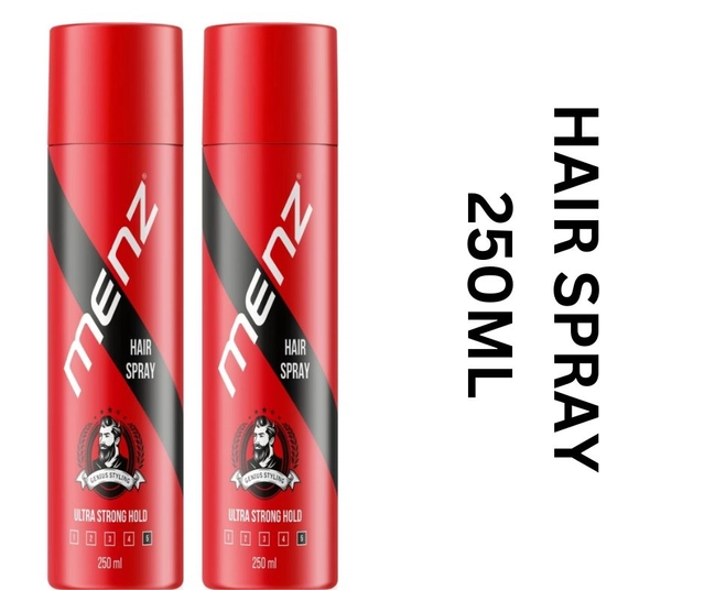 Menz Ultra Strong Hold Hair Spray (250 ml, Pack of 2)