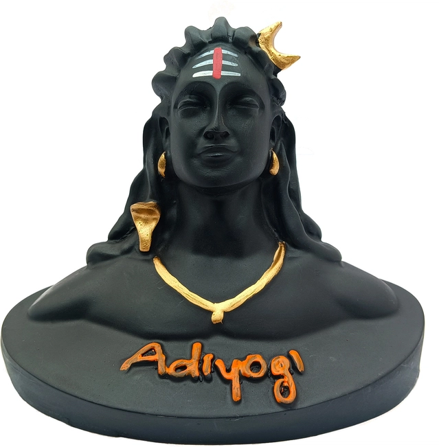 Polyresin Aadiyogi Mahadev Idol (Black, 12 cm)