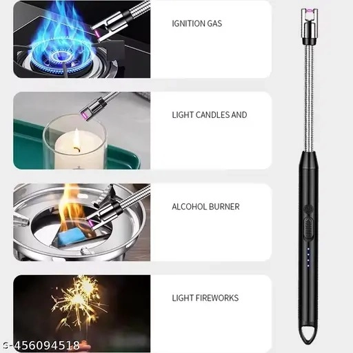 USB Rechargeable Windproof Flameless 360° Rotable Gas Lighter with LED Indicator (Multicolor, Pack of 1)