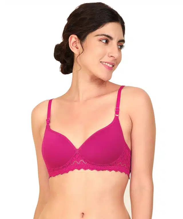 Non Padded Bra for Women (Pink, 36)