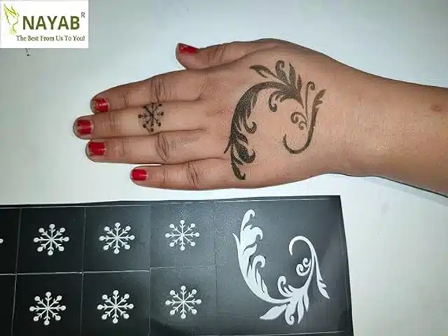 2 Pcs Henna Cone with 2 Pcs Mehendi Stencils (Maroon, Set of 2)