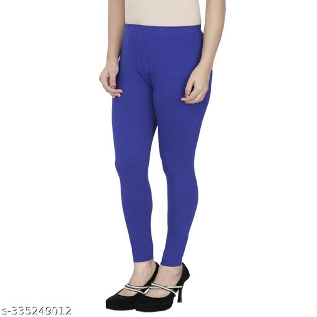 Cotton Lycra Leggings for Women (Royal Blue, 26)