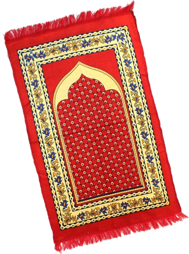 Qaleen Meditation & Multipurpose Use Velvet Rug Mat - Red (70x110cm)