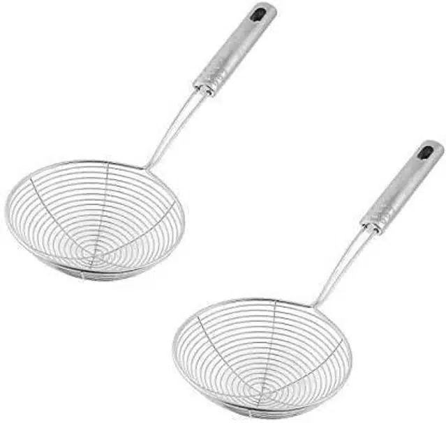 Stainless Steel Deep Fry Strainer (Pack of 2, Silver)