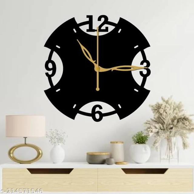 Wooden Wall Clock for Home (Black)