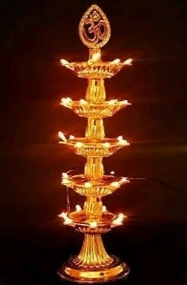 5 Layer Electric Diya for Home Temple (Gold)
