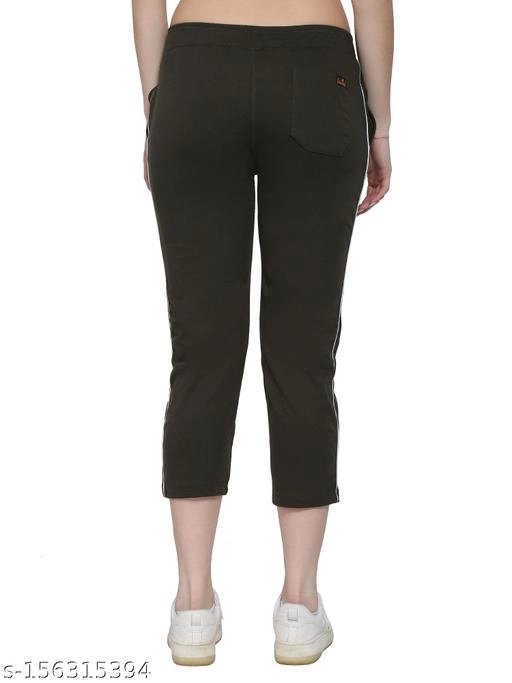 Cotton Blend TrackPants for Women (Olive, 34)