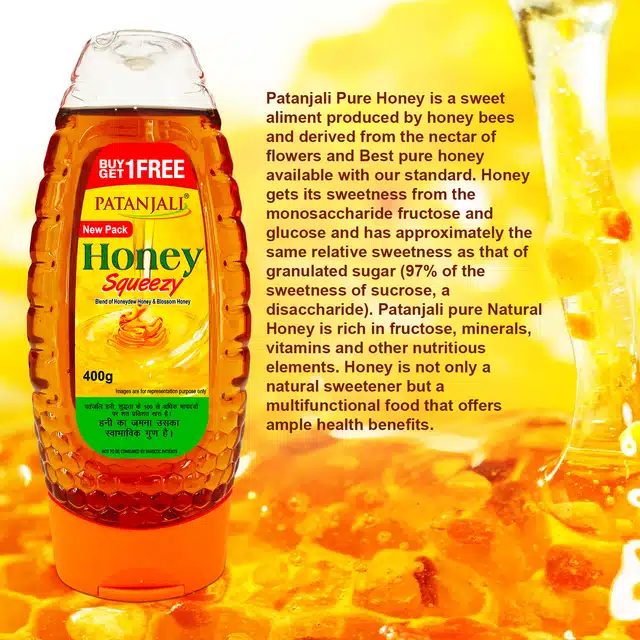 Patanjali Honey Squeeze - 2X400 g (1+1 Combo)