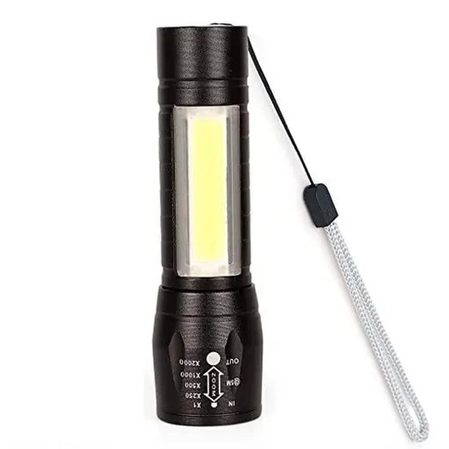 Mini 2 in1 Rechargeable LED Torch (Black)