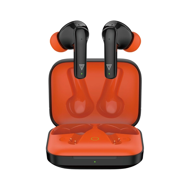 TECHFIRE 221 Plus with 100 HRS Playback, Silicon Mics ENc Technology & 13mm Drivers Bluetooth  (Black+ Orange )