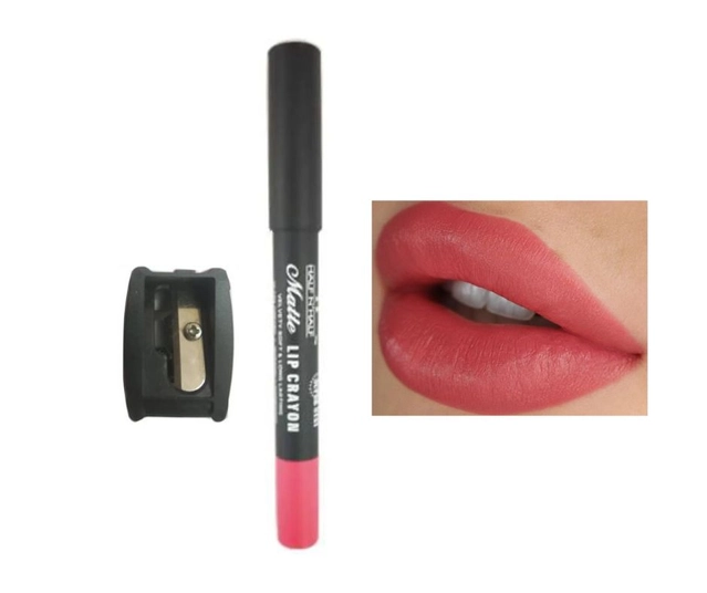 Half N Half Matte Lip Crayon Lipstick with Sharpener (Peach, Set of 2)