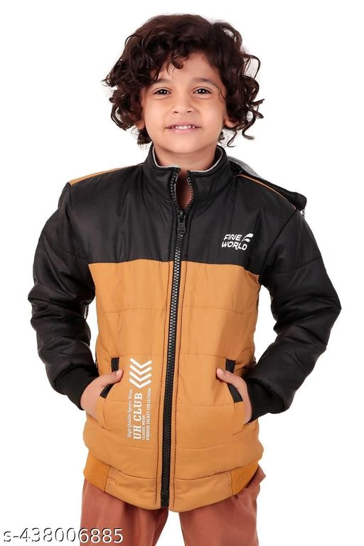 Nylon Jacket for Boys (Black & Mustard, 1-2 Years)