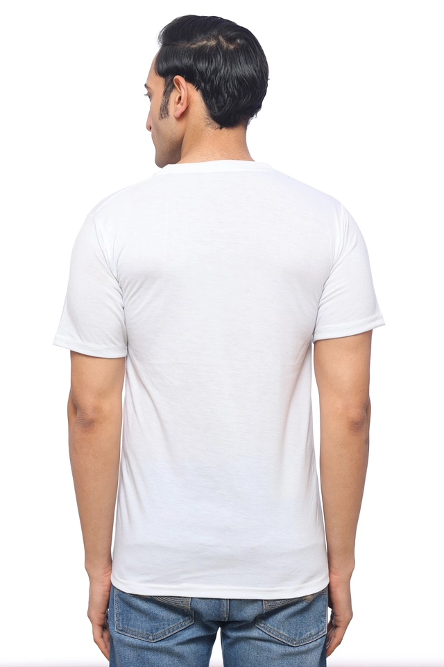 Round Neck Printed T-Shirt for Men (White, M)