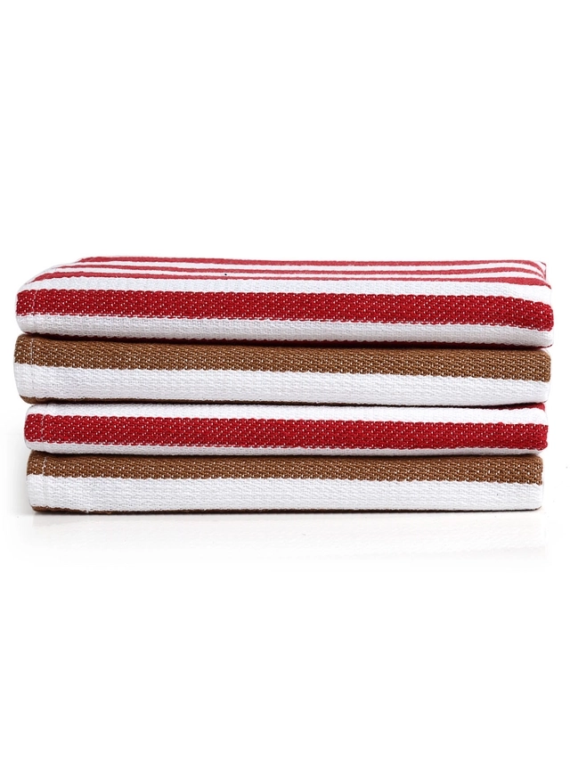 Cotton Striped Face & Hand Towels (Multicolor, Pack of 4 ) (34x14 inches)