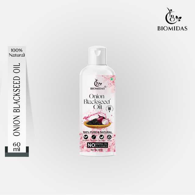 Biomidas 100% Pure & Natural Non-Sticky, Non-Greasy Onion Blackseed Oil For Silkier & Stronger Hair (60 ml) (G-955)
