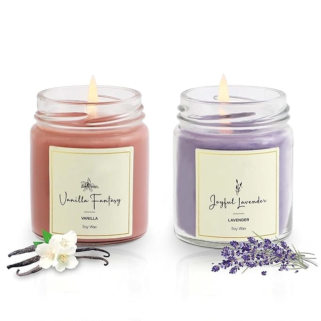 Long Lasting Aroma Jar Candles (Multicolor, Pack of 2)