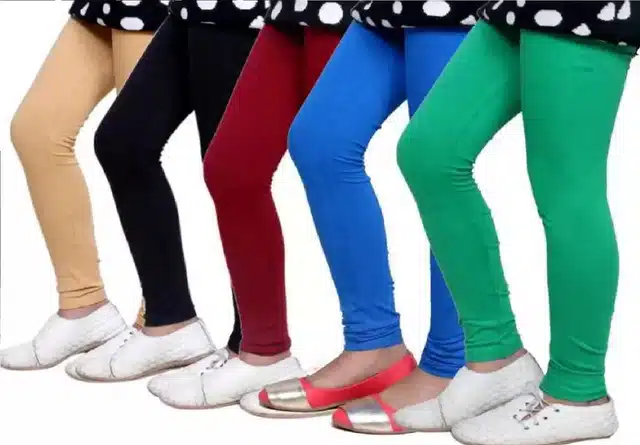 Solid Leggings Combo for Girls (Pack of 5) (Multicolor, 9-10 Years)
