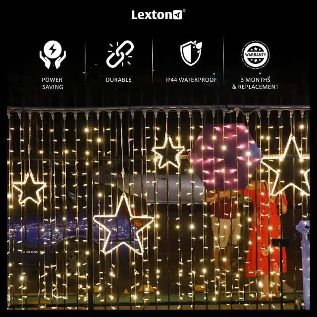 Stars LED Curtain String Lights for Festive Decoration (Multicolor, Set of 1)