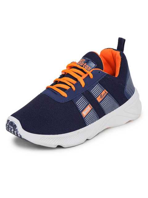 Footox Casual Men Casual Shoes (Navy Blue & Orange, 7) (FF-53)