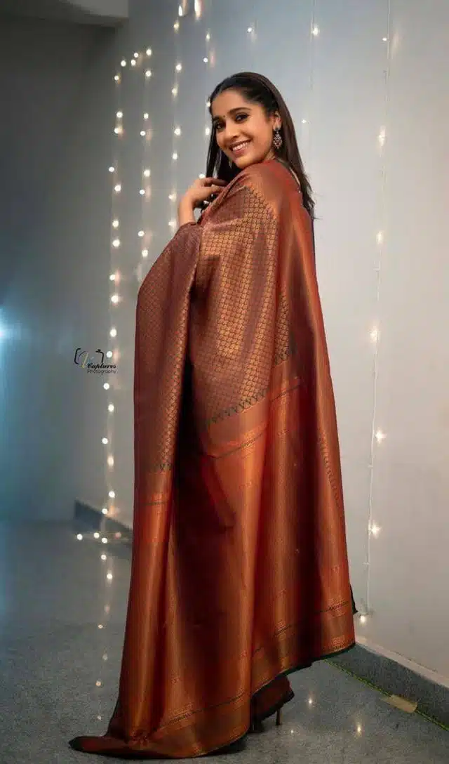 Banarasi Silk Woven Saree for Women (Brown, 6.3 m)