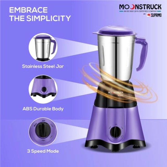 MOONSTRUCK By Suprimo 750 Watt 4 Jars Juicer Mixer Grinder - (Purple)