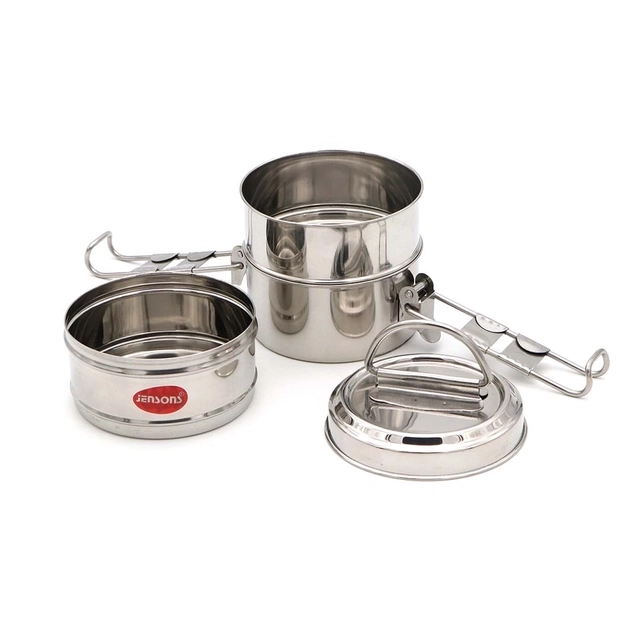 JENSONS Steel Clip Tiffin (200 ml each, 3 containers)