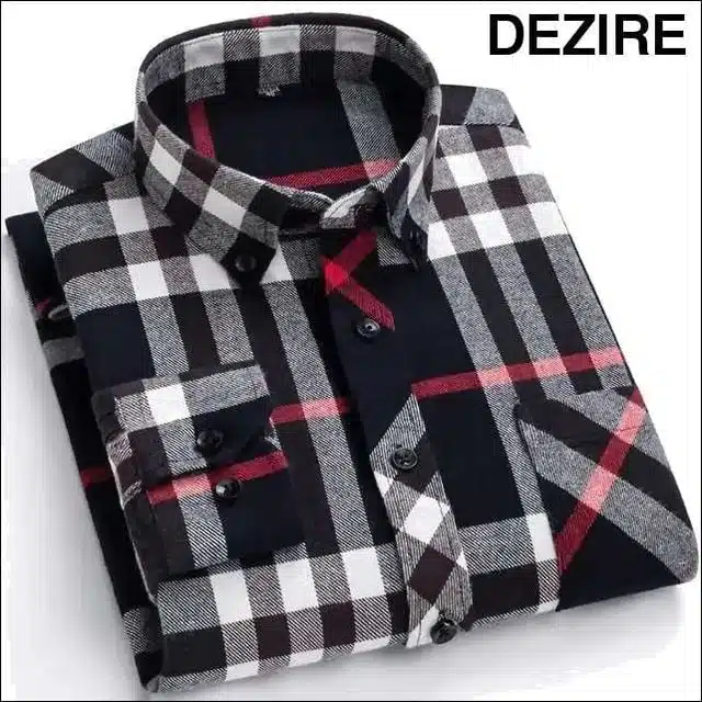Full Sleeves Checkered Shirt for Men (Black, S)