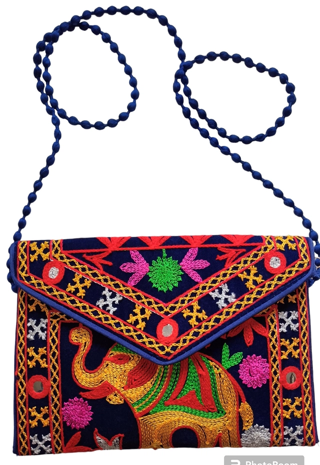 Handmade Rajasthani Sling Bag for Women (Blue)