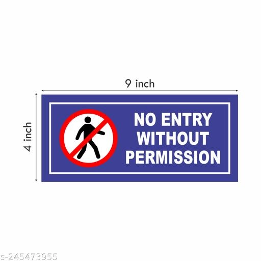 No Entry Stickers (Multicolor, 4x9 inches) (Pack of 6)