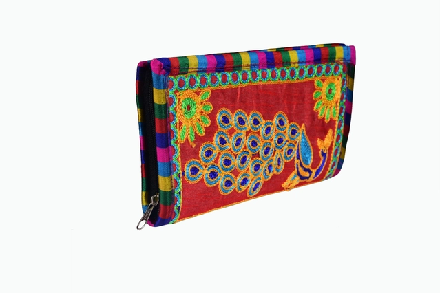 Handcrafted Fabric Traditional Jaipuri Gujrati Clutch for Women & Girls (Multicolor)