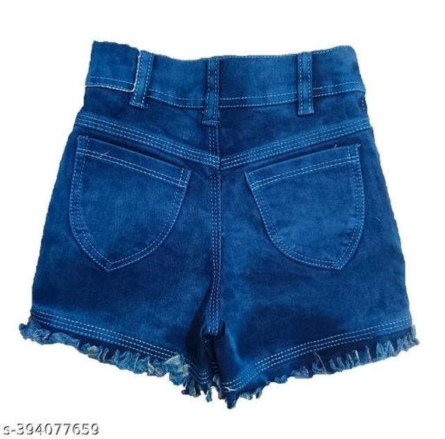 Denim Shorts for Girls (Blue, 9-12 Months)